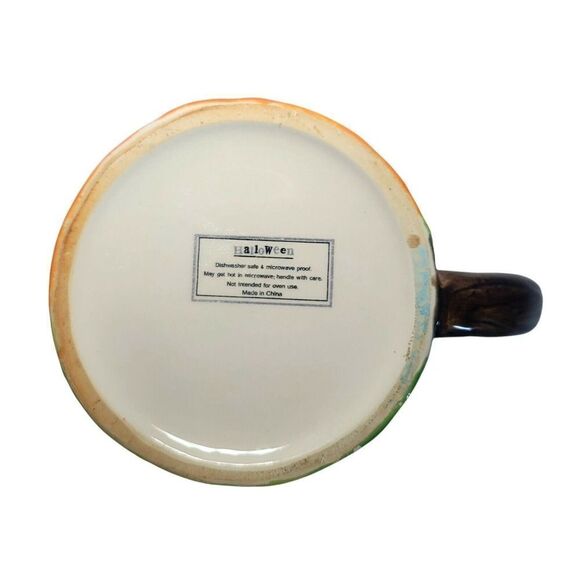 Vtg Whoooo Goes There? Halloween Fall Coffee Tea Mug With Owls Pumpkins Spiders - Picture 5 of 6